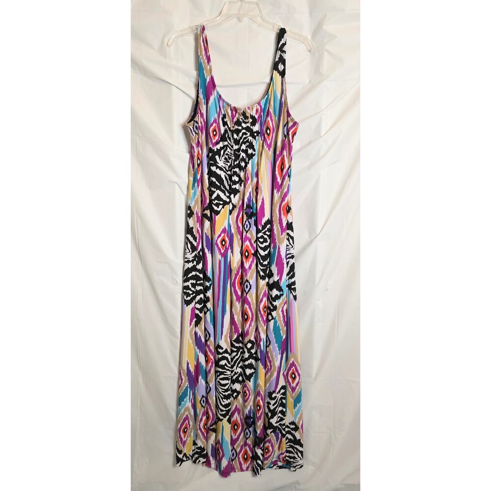Glamour Maxi Dress Women's 18W Multi Color Strappy Sleeve Wild Geometric Boho